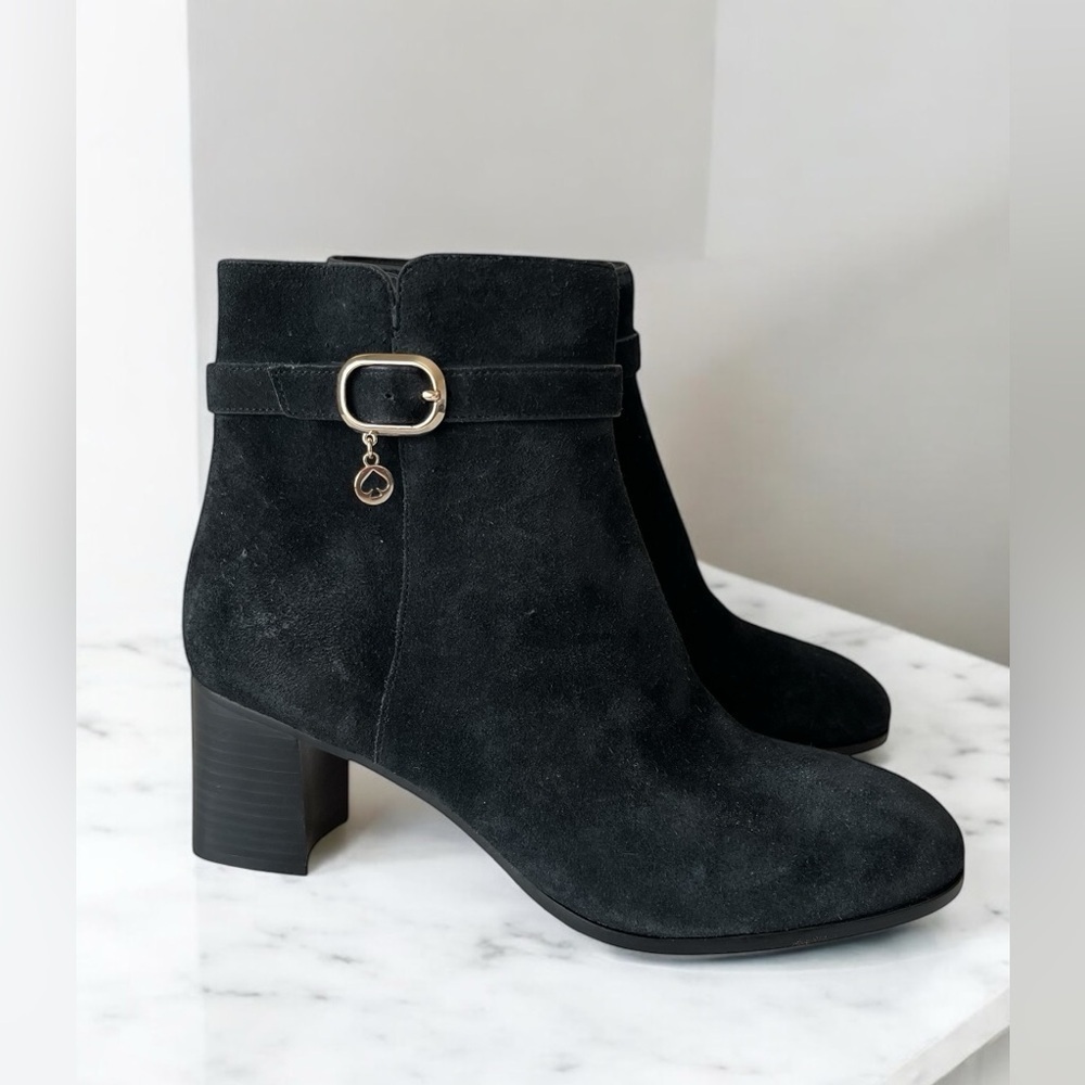 Kate Spade suede leather ankle boots black 10